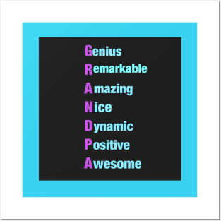 Grandpa:  Genius-Remarkable-Amazing-Nice-Dynamic-Positive-Awesome -Motivational  Gifts for Grandpa Posters and Art